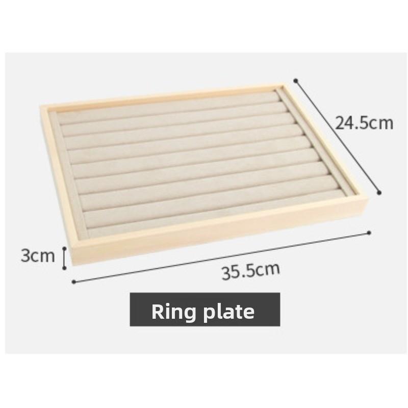 Minimalist natural wood jewelry display tray - stylish ring, necklace, bracelet, watch, and bangle organizer