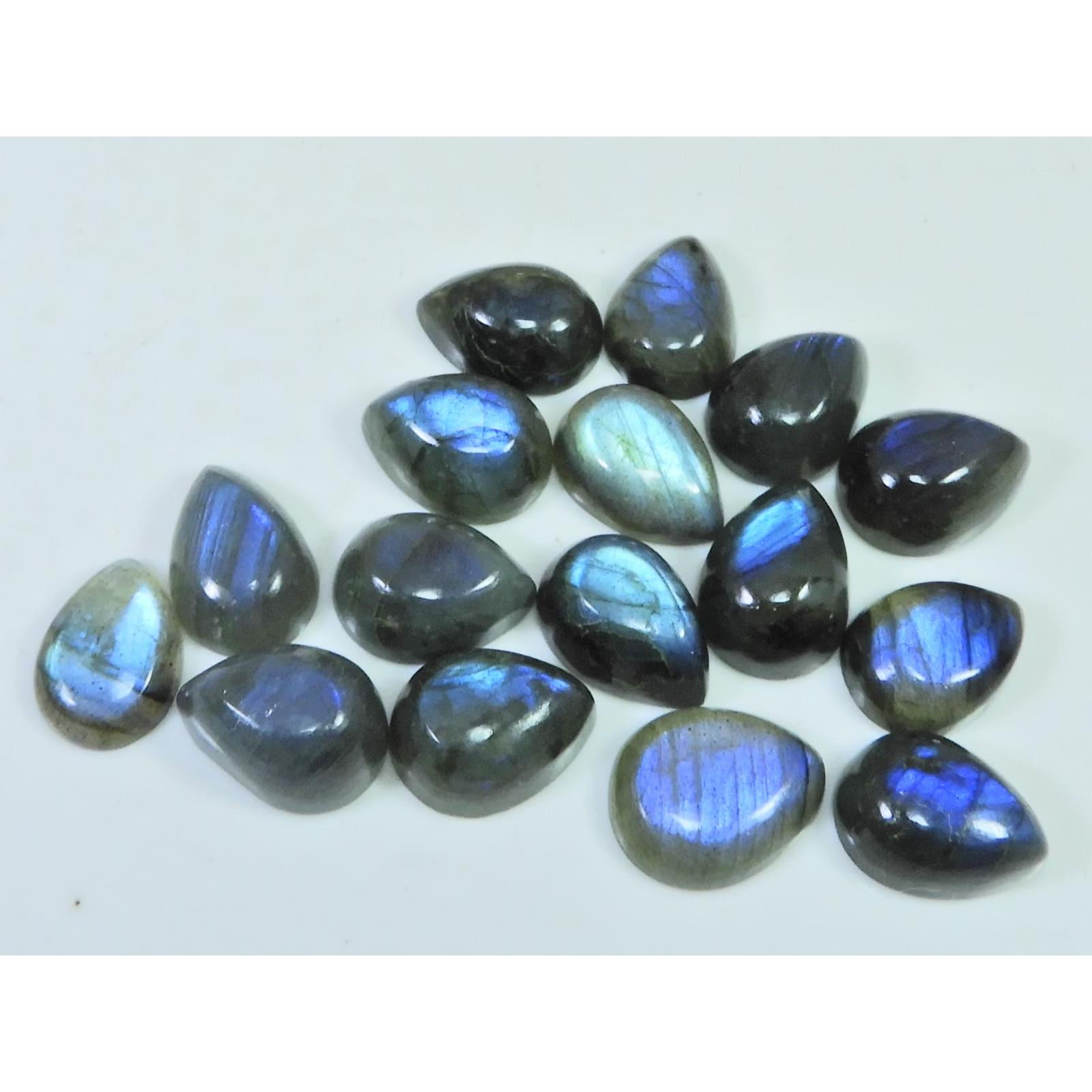 10X13MM Natural Labradorite Blue Fire Pear Cabochon Loose Gemstone 16Pcs Lot C-1110