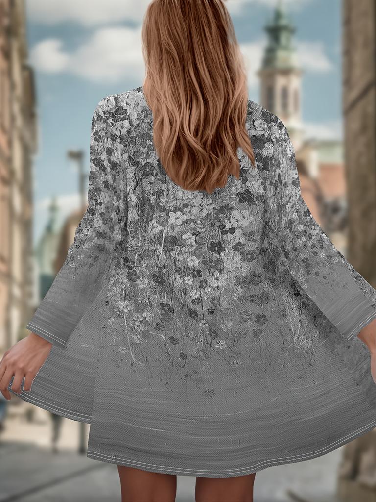 2025 Women's Floral Printed Long Sleeve Cardigan, Polyester Open Front, Lightweight Cover Up, Spring Autumn Casual Coat