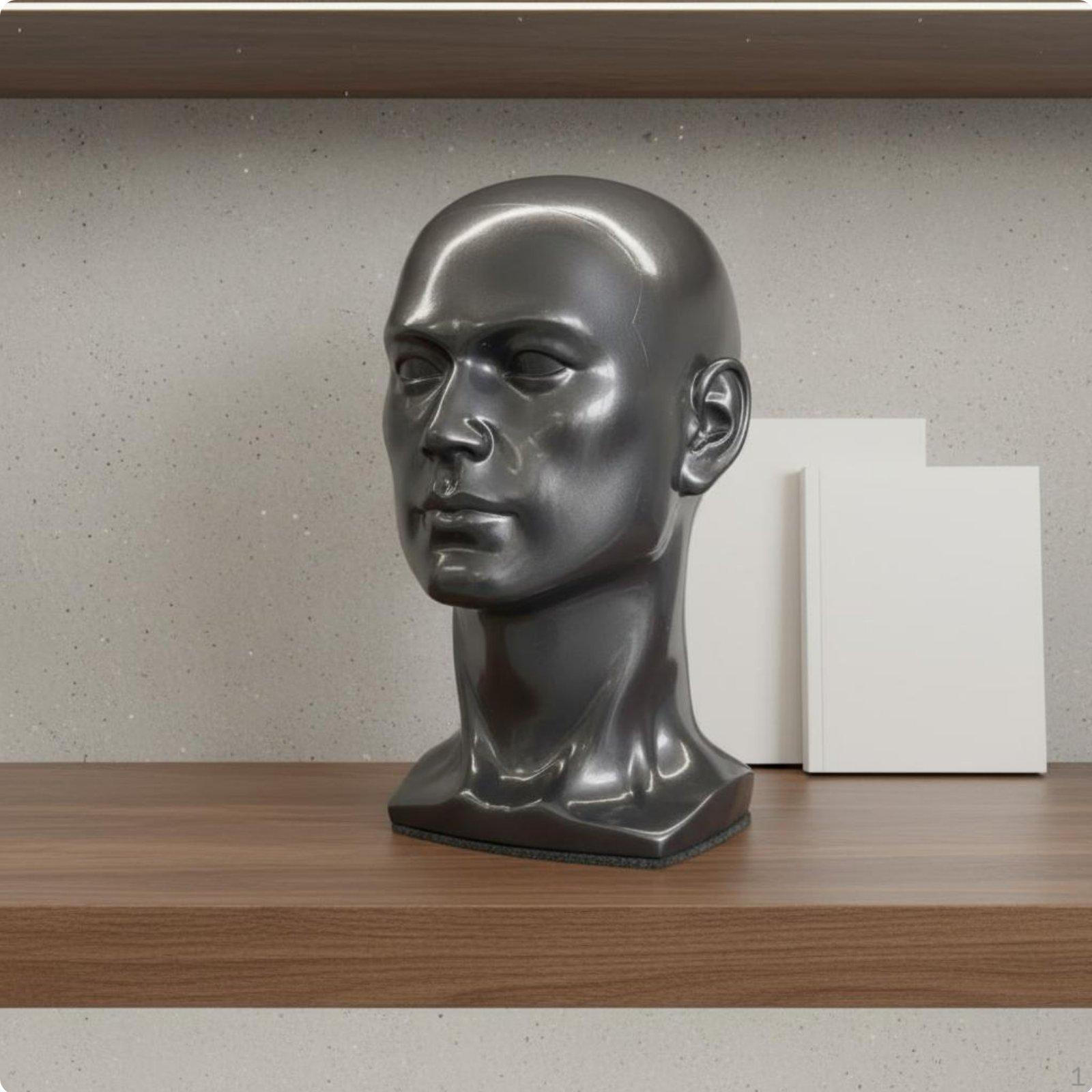 Męska Głowa Manekina Materiał PVC Stojak na Peruki Stabilna Podstawa do Sklepu Detalicznego, Handlu Glossy Gray S