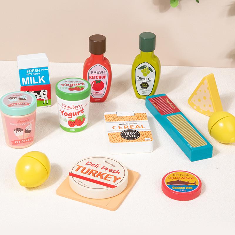 Simulation Wooden Milk Pasta Cheese Flavored Ice Cream Children Set Toys