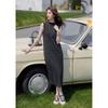 Mokana Damen Vintage Locker Lässig Lang Ärmellos Kleid