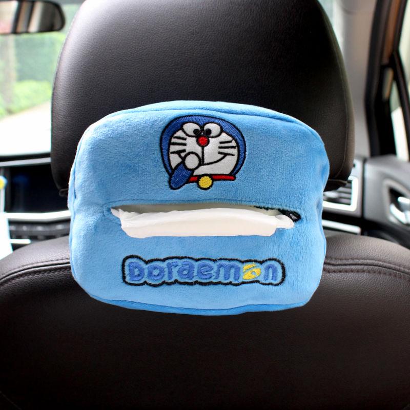 New Doraemon Cute Plush Headrest Car 2-In-1 Pillow By Car Waist Neck Pillow Steering Wheel Cover Decoration Accessories Gift