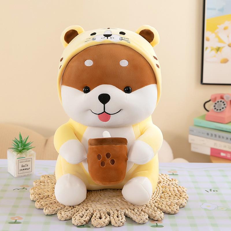 

Плюшевая игрушка Собака Молоко Чай Тигр Мультяшная мягкая кукла Украшение Детский подарок 35cm