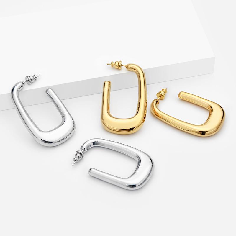 Minimalist style, advanced light-sensitive surface, geometric U-shaped hollow thick frame, versatile and not picky fashion earrings