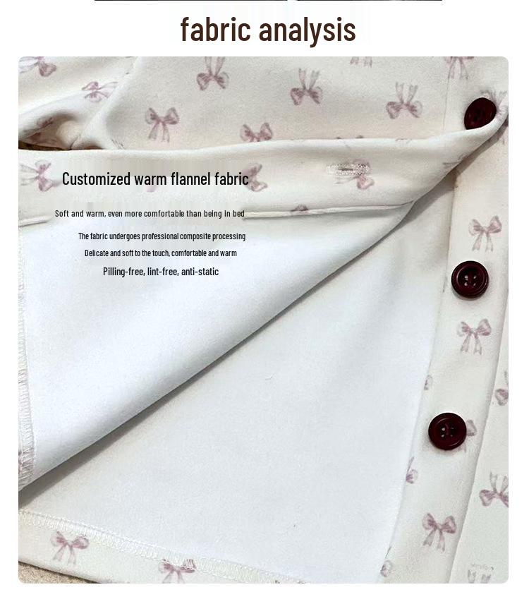 Girls' Autumn/Winter 2025 Fleece Pajama Set: Warm, Korean Style Bow Design for Small To Medium Children