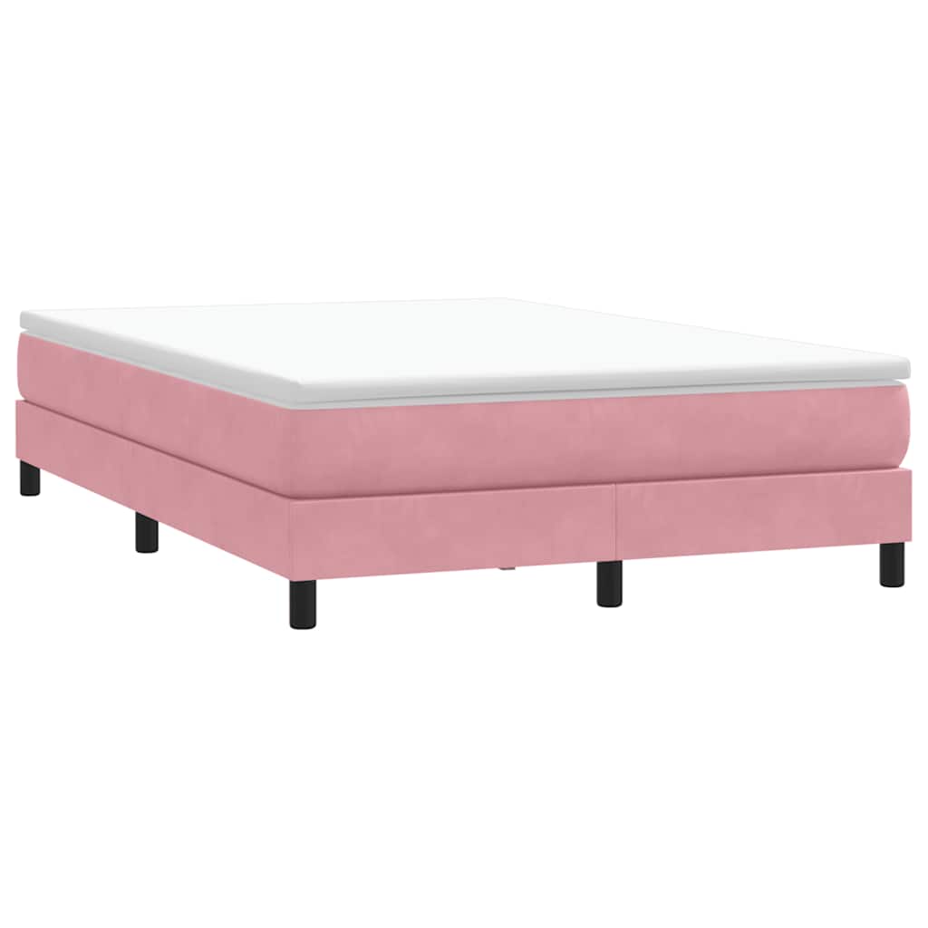 Box Spring Bed with Mattress Pink 140x210 cm Velvet