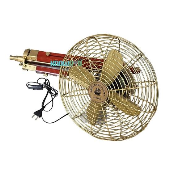 Antique Fan With Wooden Adjustable Tripod Handmade Floor Working Fan