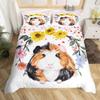 Guinea Pig King Queen Bedding Set Lovely Cartoon Mouse Duvet Cover Flower Plant Animal Comforter Cover Polyester Quilt Cover