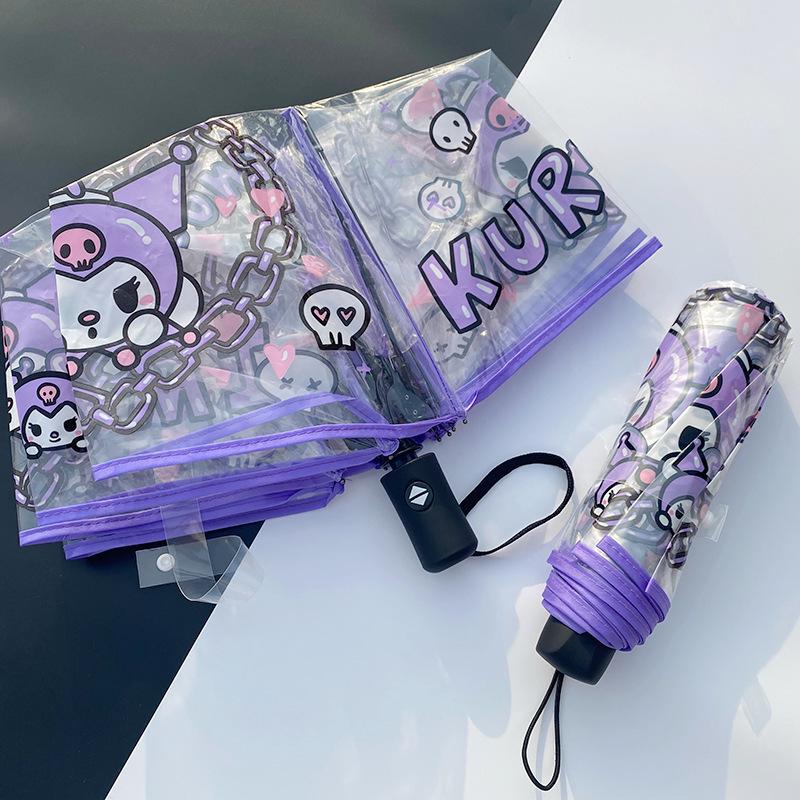 

Influencer Anime Folding Umbrella: Windproof, Rainproof, Reinforced, Transparent - Fully Automatic for Women, Students, and Kids. Manual