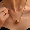 45cm Rice Grain Shape Necklace In Stainless Steel 18k Gold Plated With Multi Color Zircon Ball Pendant Chain Necklaces For Women