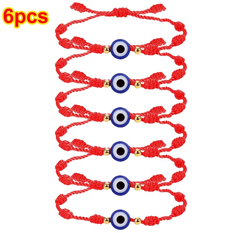 12Pcs/Set Handmade Turkish Lucky Evil Eye Bracelets For Women Men Blue Eyes Braided Red Rope Lucky Bracelet Friendship Jewelry