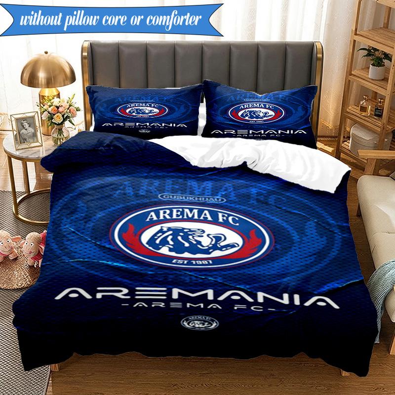 3PCS Arema Football club Printed Soft Bedding Set,Including 1pc Duvet Cover And 2pcs Pillowcases Perfect for Bedroom, Dormitory, Fan gift