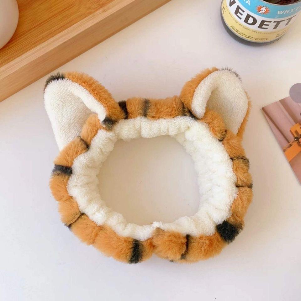 

1 шт. очаровательная повязка на голову с изображением тигра, мультяшная распродажа, милый головной убор с изображением животного, мытье под макияж, плюшевая повязка на голову с изображением тигра