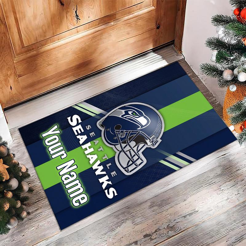 Seattle Seahawks Kristal Kadife Halı, Ev Dekorasyonu Hediye için Kişiye Özel İsim Yazılı Kaymaz Zemin Paspası