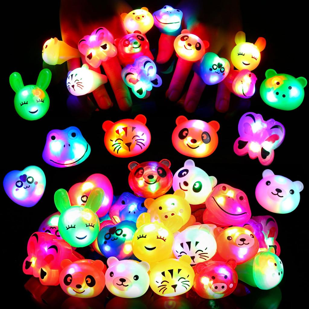 LIHAO Illuminated Animal Festival Fair Live Sparkling Suitable for Children and Adults Rings, 24-Piece Set, Design, Prizes, Toys, Children's