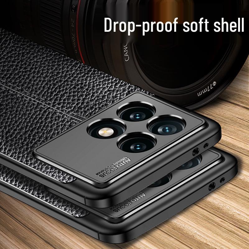 Redmi Note 15 Pro/K80 Pro Leather Texture Soft Case - Plain Leather Protective Cover