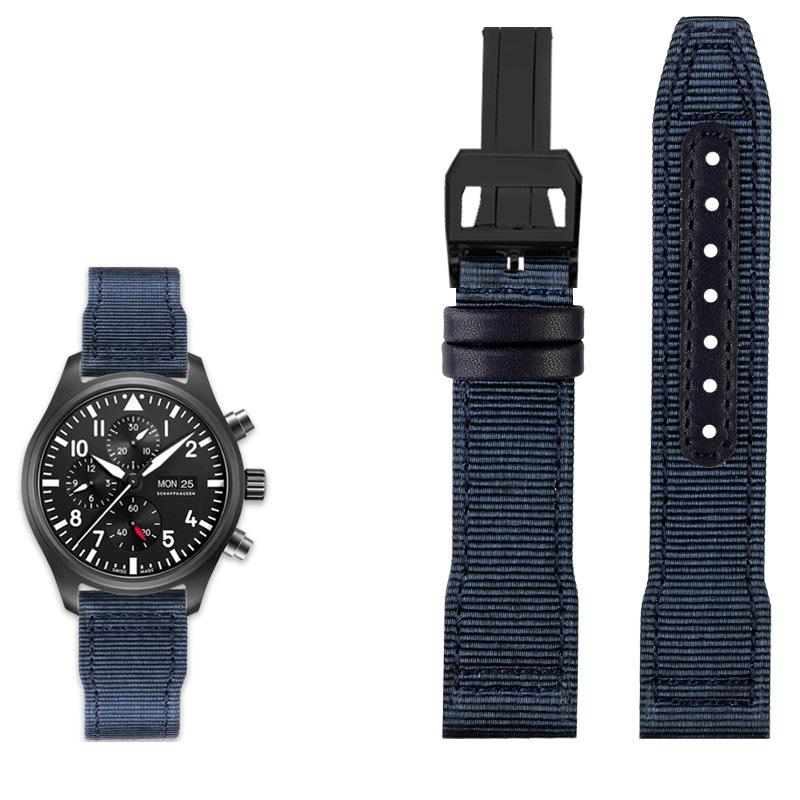 Klasyczny 20/21/22mm Wysokiej jakości nylonowy pasek do zegarka ze skóry cielęcej Pasuje do IWC Pilot SPITFIRE MARK18 Portofino TOP GUN IW389101 Pasek do zegarka