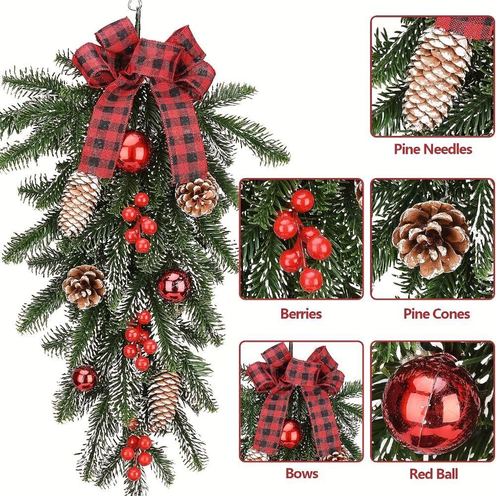 Pinecones Xmas Tree Garland DIY Window Hanging Decor Pendant Wall Hanging Floral Wreath  Window