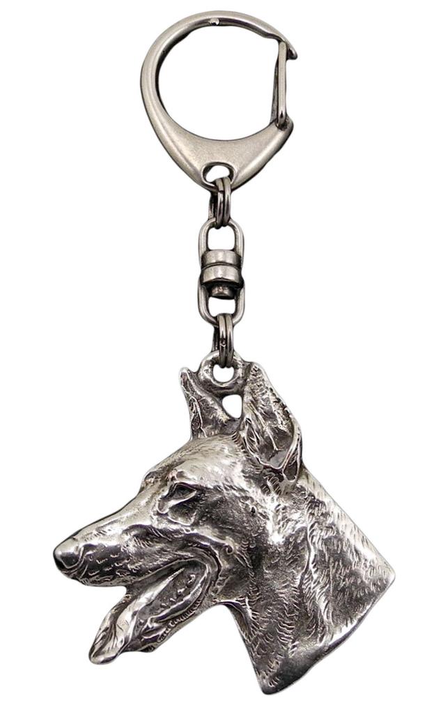 Dobermann, Doberman Pinscher, Dobie - Silver-plated Key Ring with Dog, Handbag Decoration, Backpack Pendant by Art-Dog Brand