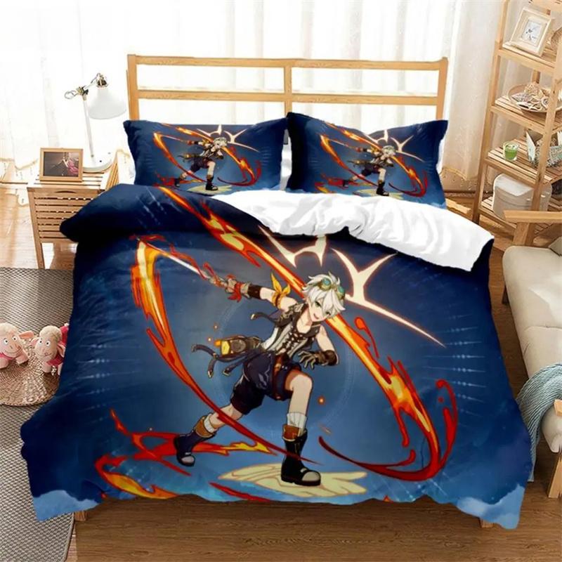 Genshin Impact Animation Cartoon Soft And Comfortable Customizable Comforter Bedding Sets Bedding Set Luxury Quilt Cover