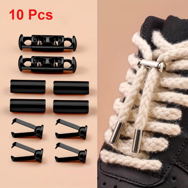 

10Pcs No-Tie Shoelace Locks Spring Buckle Adjustable Metal Clips Sturdy Durable No-Install Drawstring Buckles for Hoodies Jacket