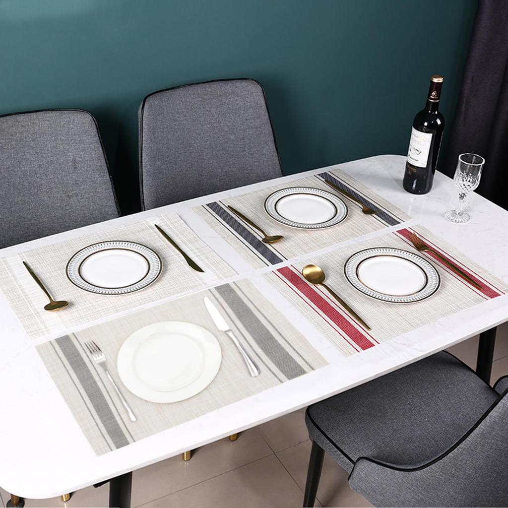 Set of Japanese PVC Stain Heat Easy to Table Kitchen Dining Home [Senteria] Placemats/Table Mats, 4, Style, Vinyl, Red, Stylish, Nordic, Square,