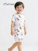 Malwee Boys’ Summer Two-Piece Set: Stylish European & American Short Sleeve Home Wear for Kids