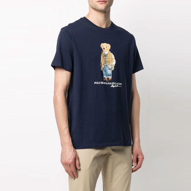 Polo Ralph Lauren Bear Print Crew Neck Short Sleeve T-Shirt Men Tops Dark-Blue 710835761-001