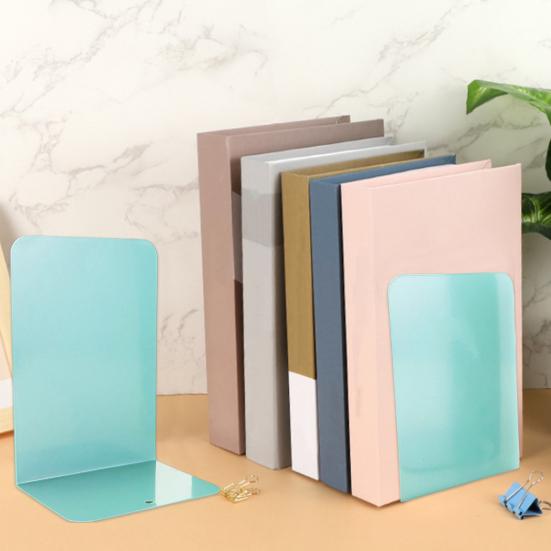 2Pcs Book Stand Metal Book Ends L-shaped Stable Support Non-slip Space-saving Easy To Clean Book Stand Tidy Desktop Accessory