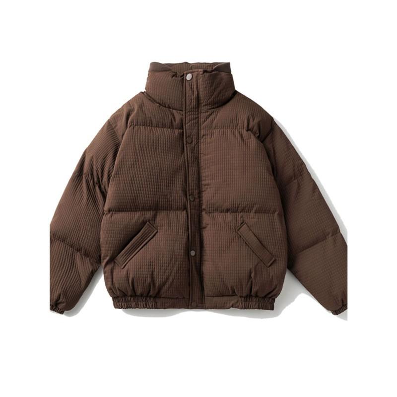 JOYZONE Mens Winter Cotton Jacket - Japanese Vintage Style Thick Warm Loose Fit Stand Collar Solid Color Casual Everyday Wear