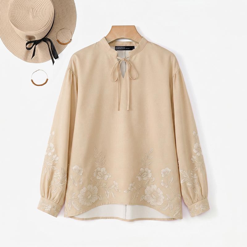 ZANZEA Women Casual V-Neck Long Sleeve Floral Print Blouse S