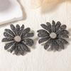 Exaggerated Exquisite Heavy Industry Alloy Full of Diamonds Temperament Big Flower Stud Earrings Medieval Fashion Party Women's Models