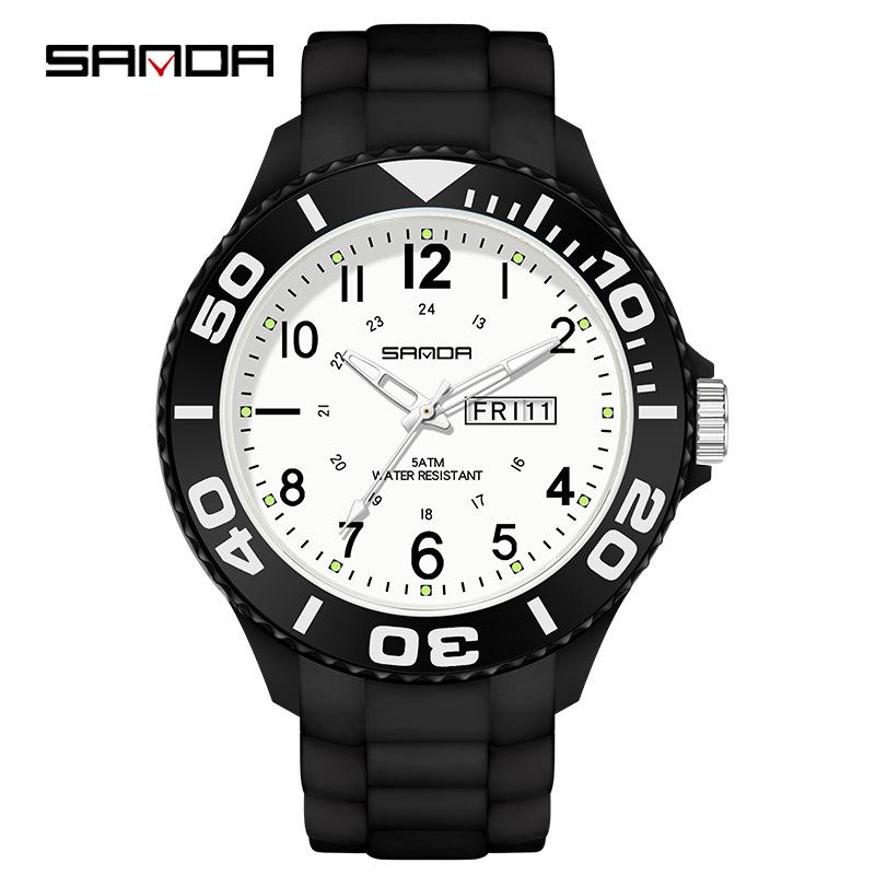 Sanda Luminous Quartz Watch: Waterproof Unisex Digital Sports Wristwatch