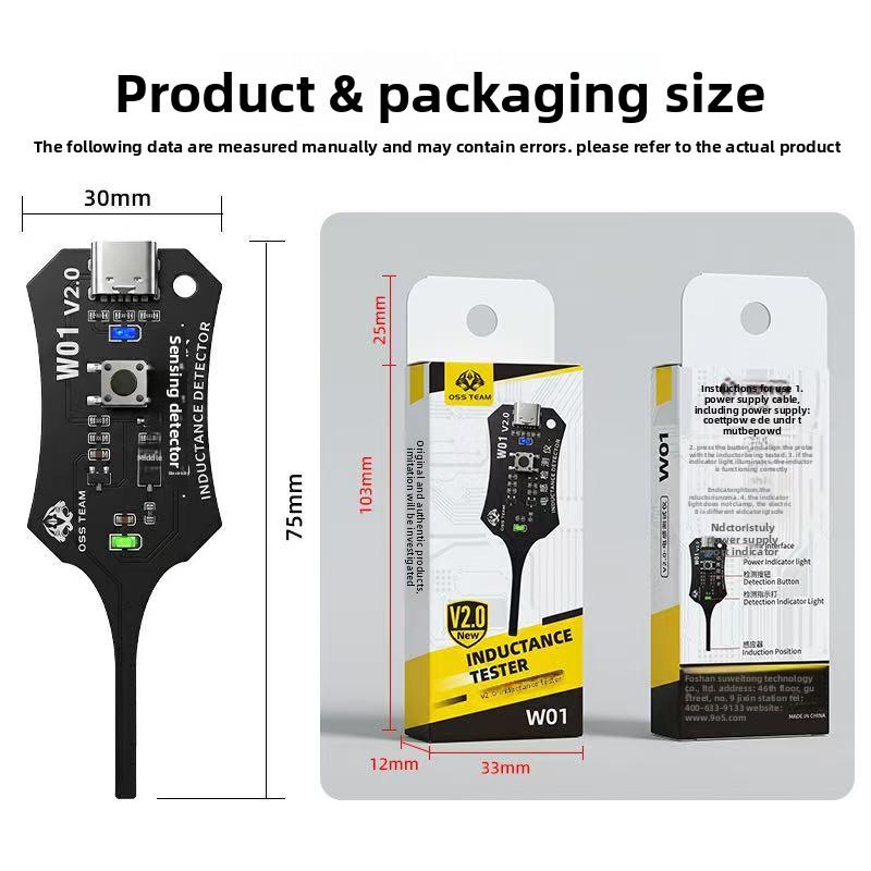 OSS W01 Type-C Inductance Tester In-circuit Coil Tester for iPhone and Laptop PCB Repair Fast Fault Diagnosis No Desoldering
