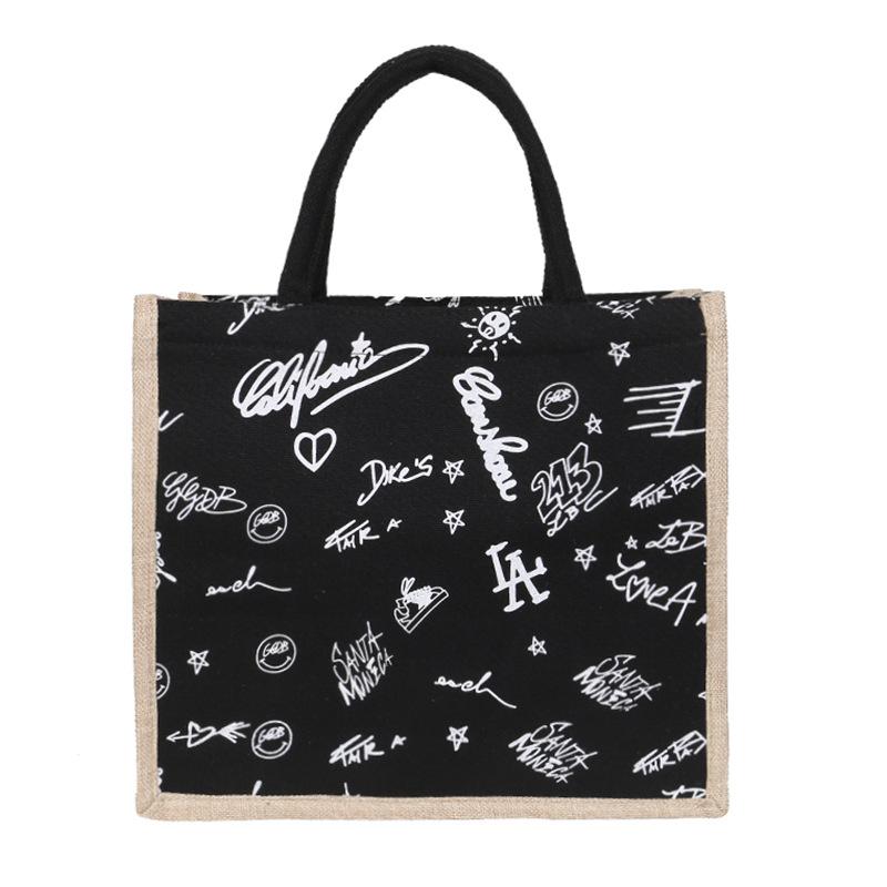 Linen Handbag, Shoulder Tote Bag, Female Student Large-Capacity Class Bag