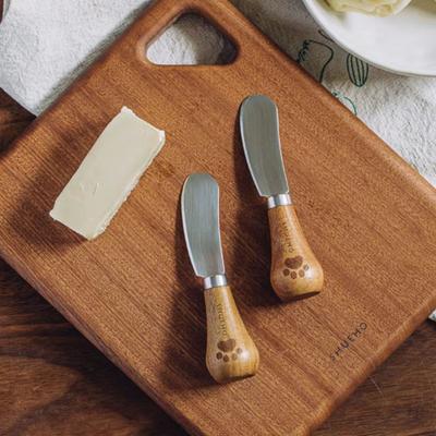 Vertical Butter Knife Stainless Steel Cheese Knife Creative Wooden Handle Butter Knife Mini Bread Jam Spatula