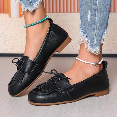 Fashion Women Sneakers New Round Toe Flat Loafers Shallow Mouth Lightweight Walking Sneakers Women Daily Office Commuting Shoes Women