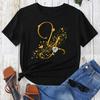 Custom Name Letter Combination Gold Letter Font Short Sleeve Tops Black T-shirt Female Tops