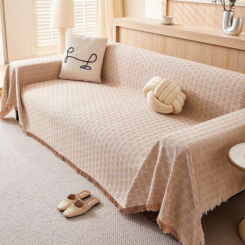 Sofa Towel With Full Coverage Cream Wind Blanket Universal Sofa Cover All Season Universal All Inclusive Non-Slip Sofa Blanket