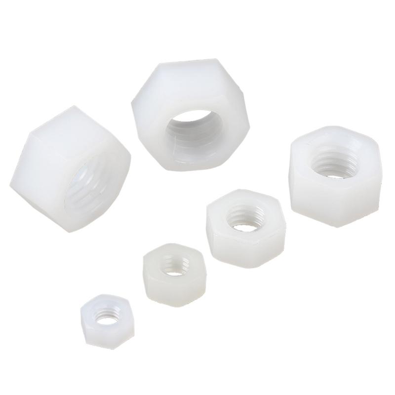 Black White Nylon Hex Nuts M2 M2.5 M3 M4 M5 M6 M8 M10 M12 Plastic Hexagon Nut Insulating Fastener for DIY Electronics 3D Printer