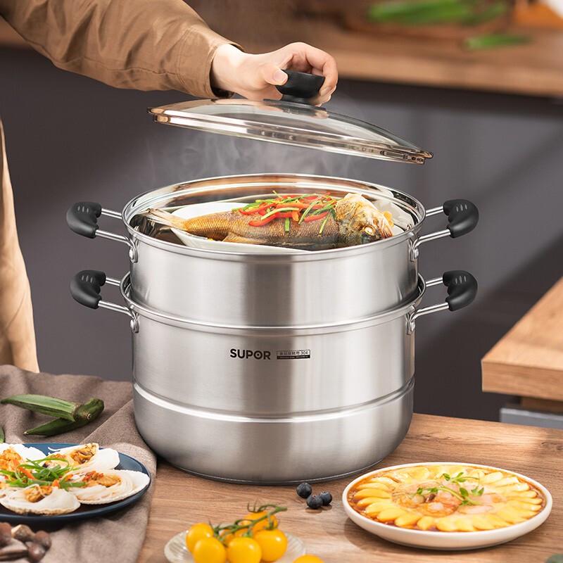 SUPOR 28cm 304 Stainless Steel Universal Steamer & Soup Pot