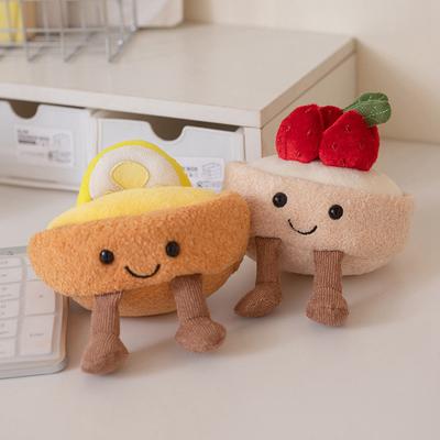 Niedliche und lustige französische Zitronentarte Erdbeermousse Eiertarte Dessert Puppe Plüschtier Puppe Desktop-Ornamente