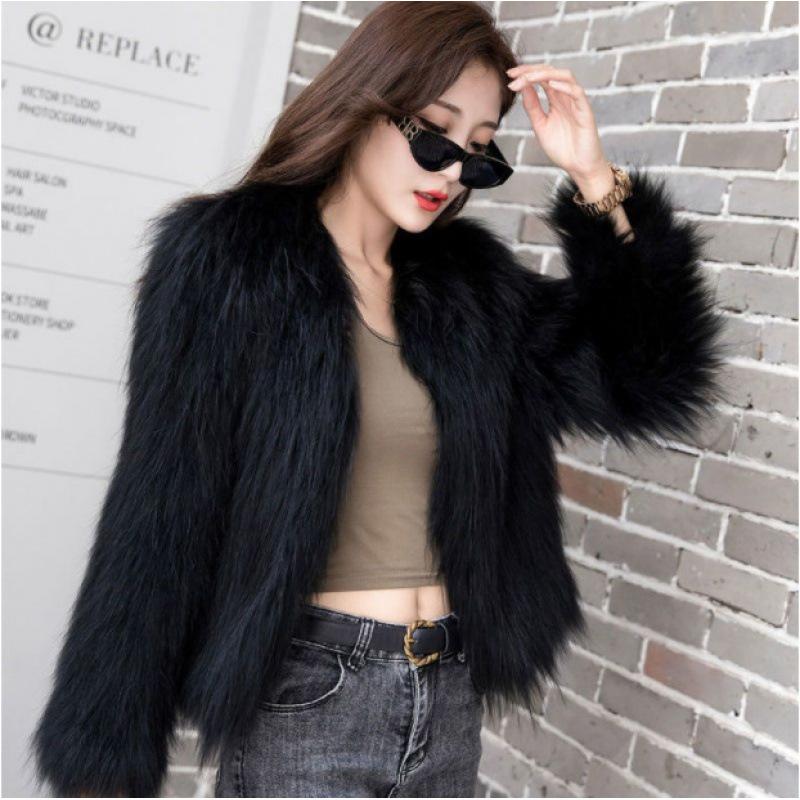 Faux Leather Coat Women's Autumn and Winter New Imitation Fox Fur Coat Thickened Long Fur Coat Tide