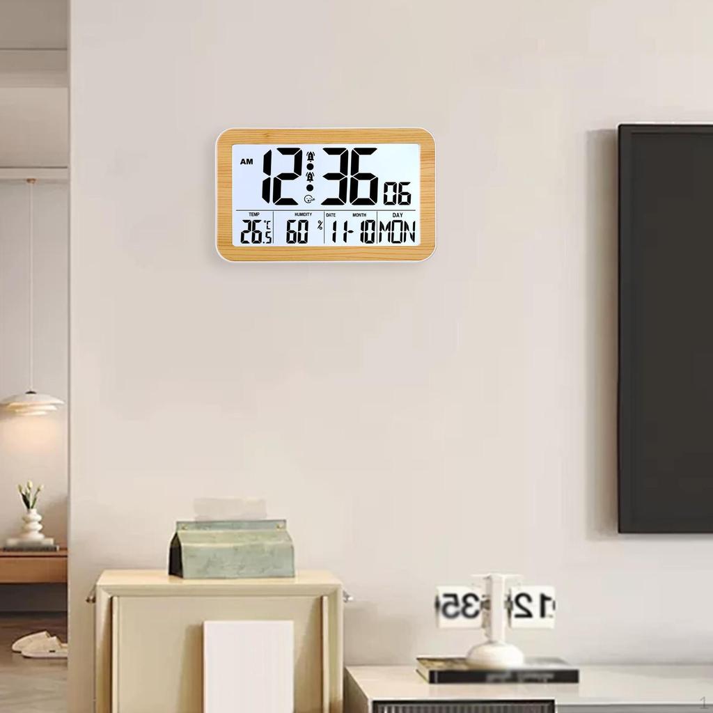 Digital Alarm Clock Bedside Table Timepiece Large Display Versatile Night Light Double Alarms Desk