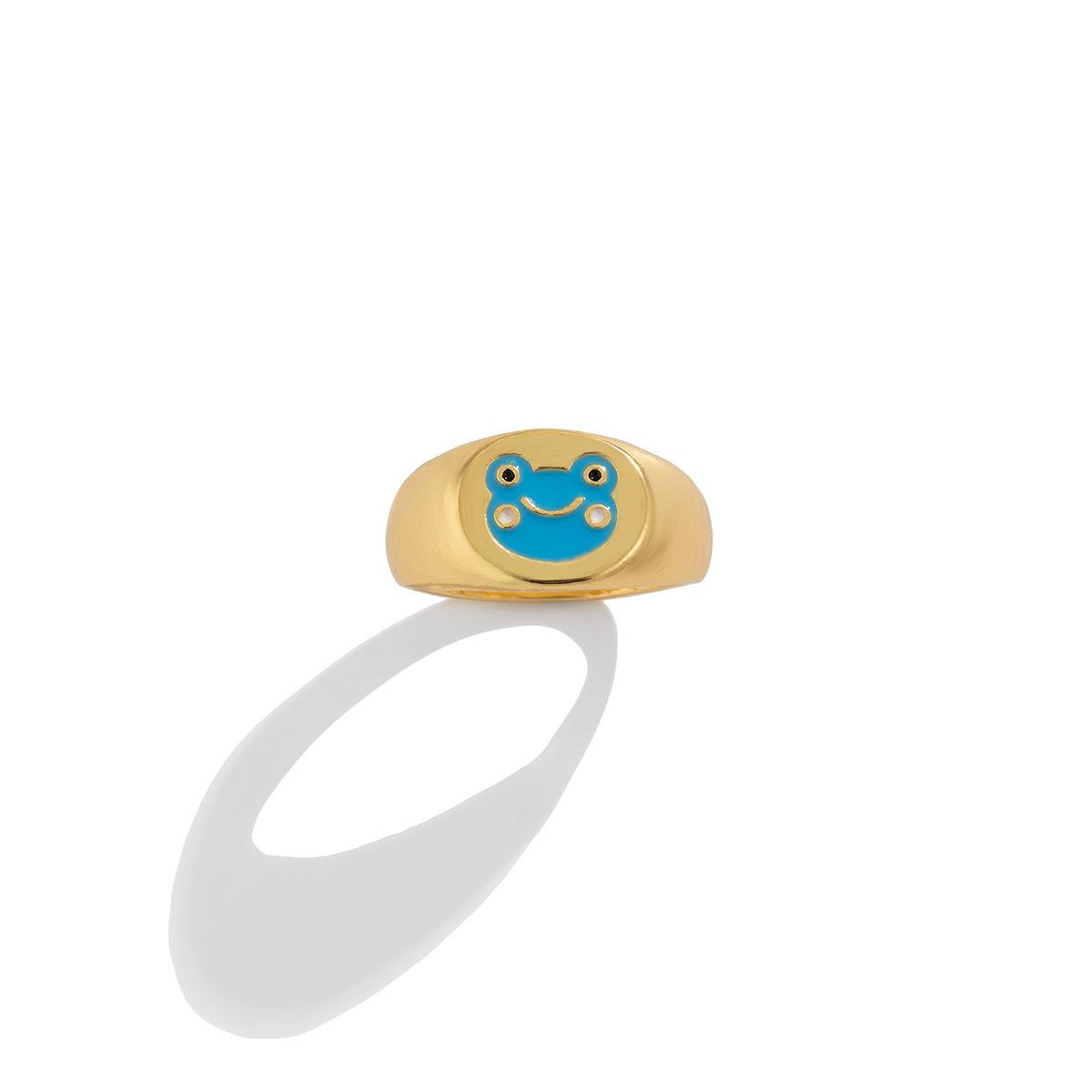 

Креативное Кольцо с Каплей Масла Маленькая Лягушка для Женщин, Мультяшное Геометрическое Украшение из Сплава с Маленьким Животным