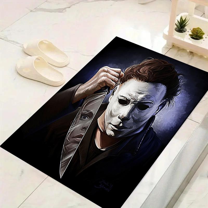 1Pc Halloween Horror Icon Rug, Office Carpet Indoor Outdoor Doormat, Non-Slip, Comfortable, Living, Christmas Halloween,  Xmas Gift L1406