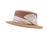 Womens Wool Flat Top Hat Winter Warm Short Brim Fedora Vintage British Style Elegant Silk-Linen Trimmed Cap