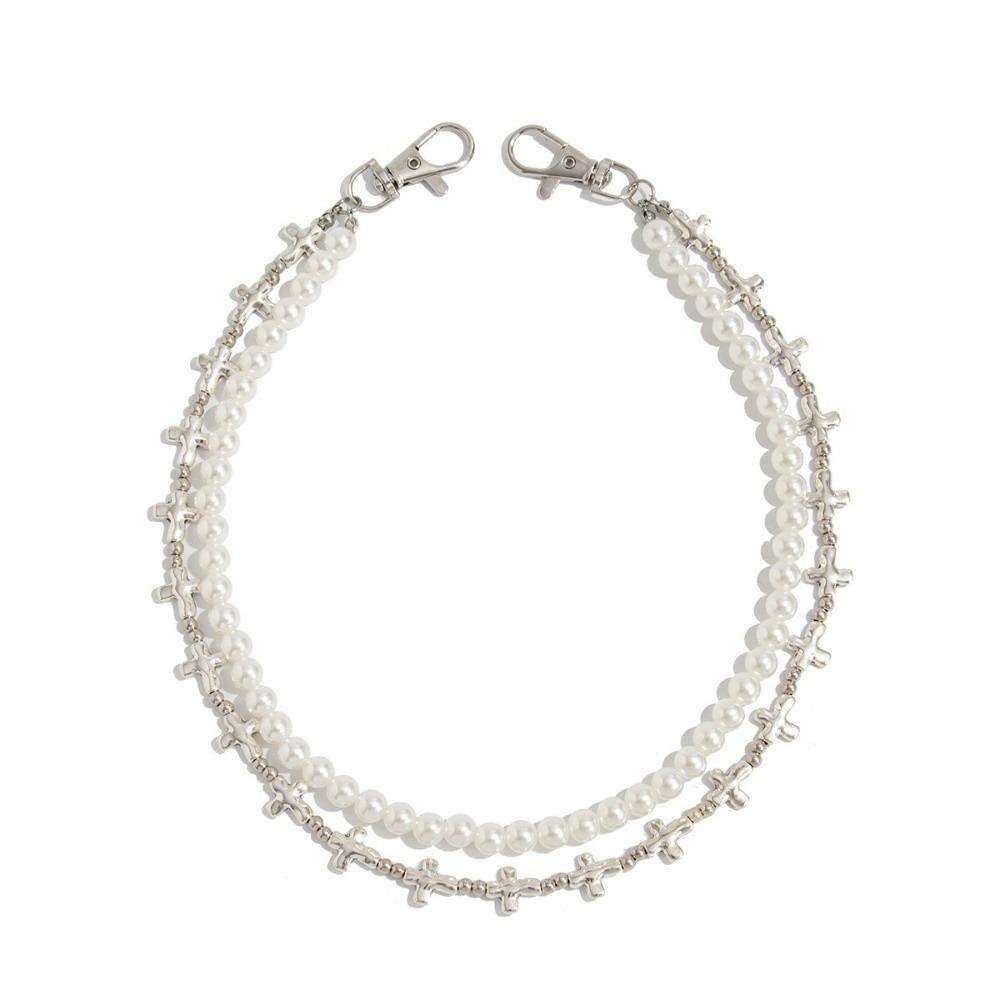 

Metal Pants Chain Imitation Pearl Hip Hop Waist keychain Fashion Bead Jeans Waist Chain 03