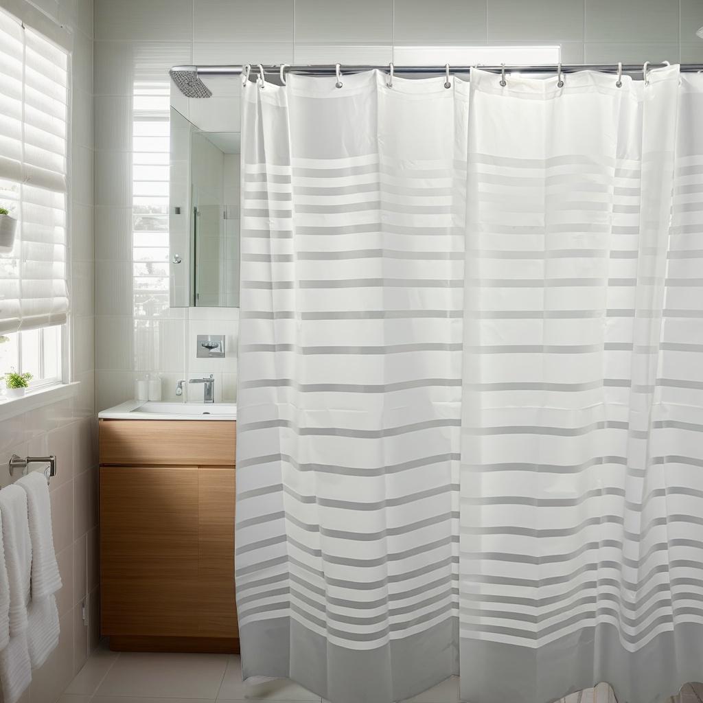 Simple white striped semi-transparent shower curtain, dry-wet separated partition curtain, private bathroom shower curtain
